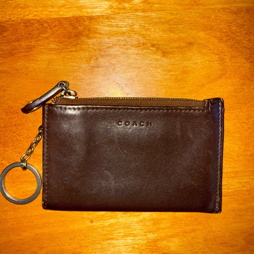 Coach Dark Brown Leather Keychain Pouch